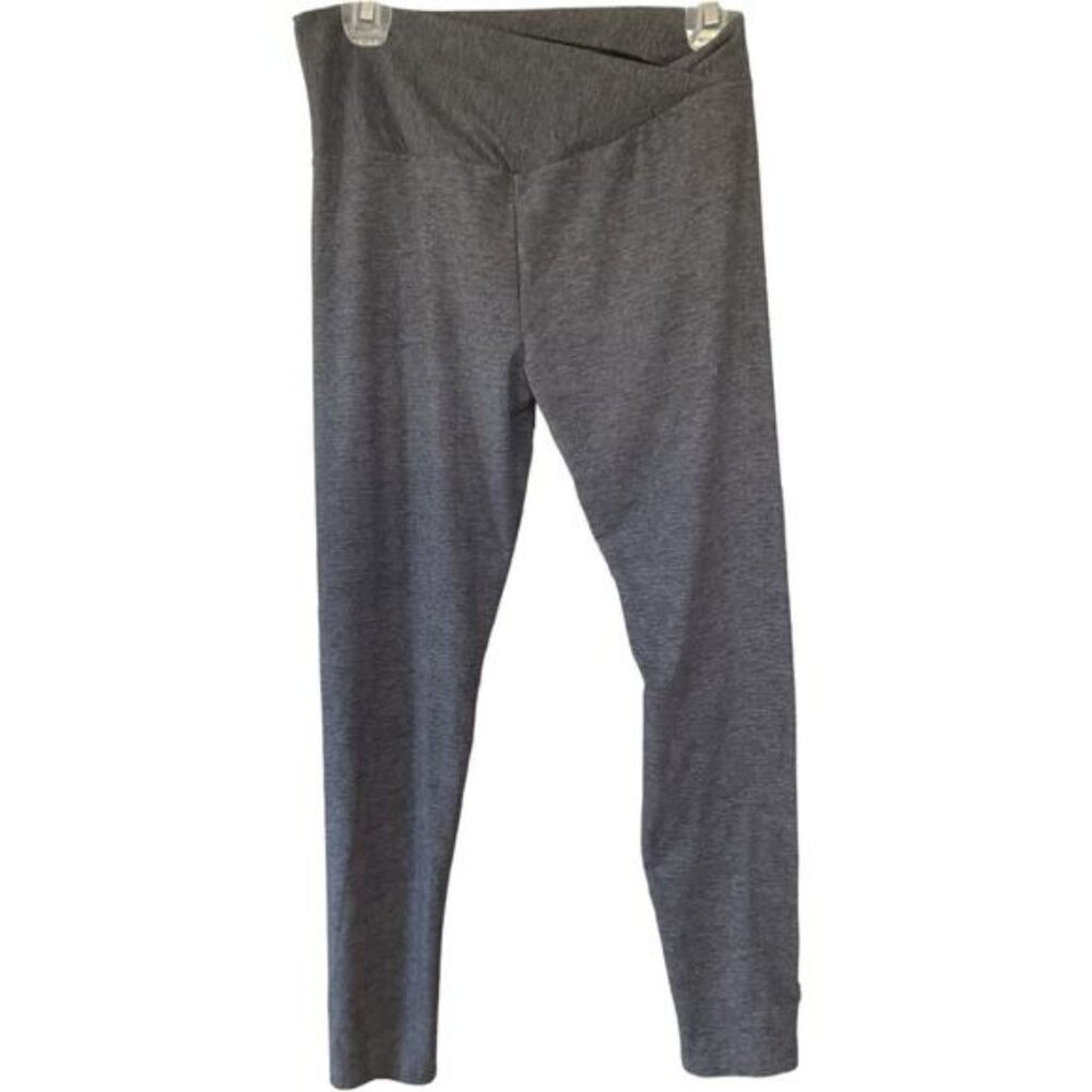 Heather Gray Activewear Leggings With Wide Crossover Waistband
